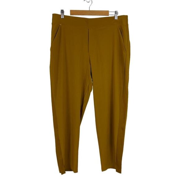 Athleta Brooklyn Ankle Tapered Leg Ribbed Textured Joggers Pant Brass Yellow 16 - Picture 2 of 16